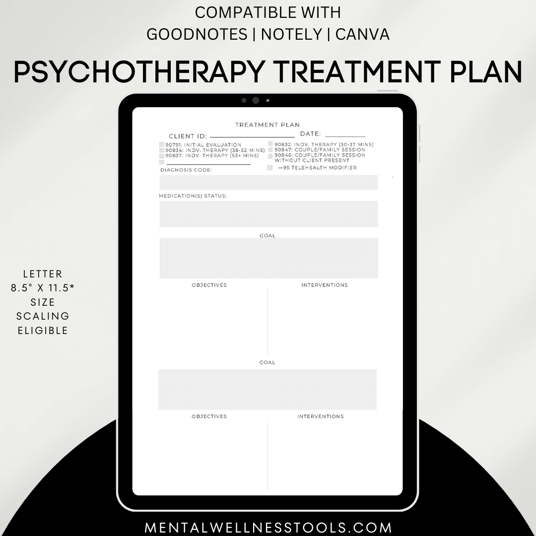 Treatment plan for psychotherapy clients and therapists